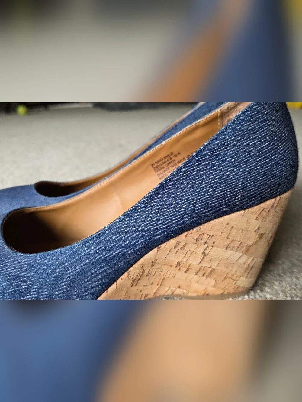 Bass Women’s Karlie Denim Blue Wedge Cork Shoes Platform Size 9 - Picture 2 of 7